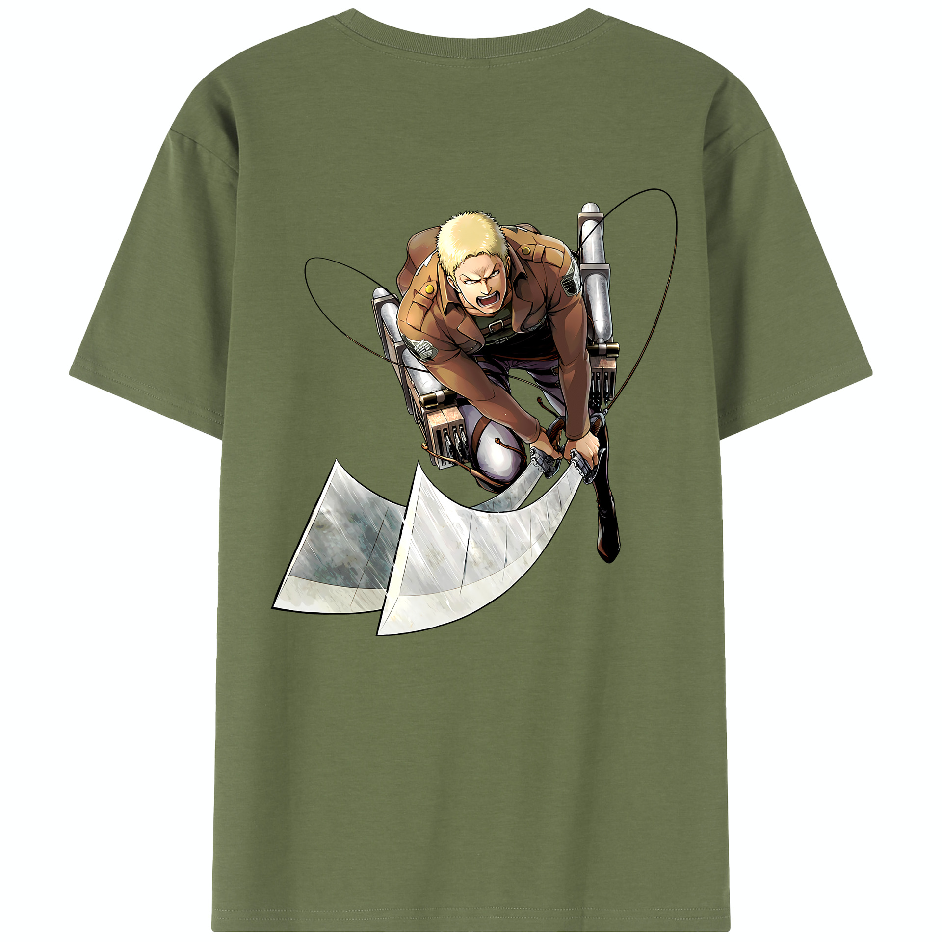 （画像用） 進撃の巨人 ライナー・ブラウン Attack on Titan Reiner Braun 綿100％半袖Tシャツ（背面プリント）